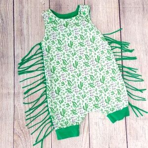 Custom Made ADJUSTABLE Grow-With-Me Infant/Toddler Romper 6m-4+y Cactus